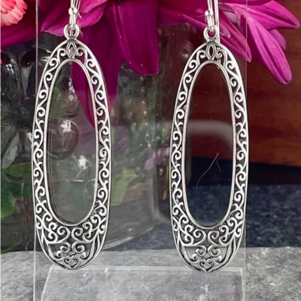 Silpada Elegant Filagree Silver 925 Oblong Hook Earrings